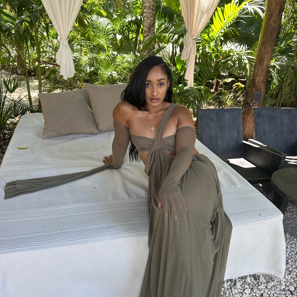 Fashion Nova One Shoulder Olive Dress